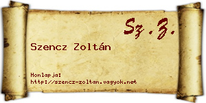 Szencz Zoltán névjegykártya